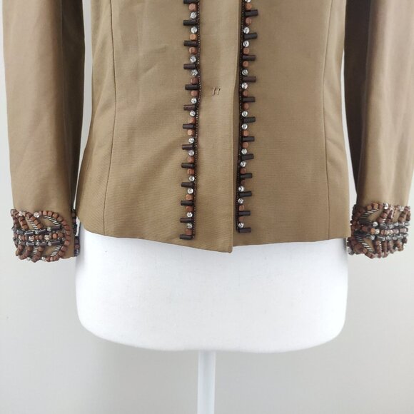 Authentic Alberta Ferretti Silk-Cotton Embellished Blazer-BNWT Sz2 80s 9… - Picture 4 of 11